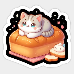 Cute Cat On A Bread Loaf Sticker